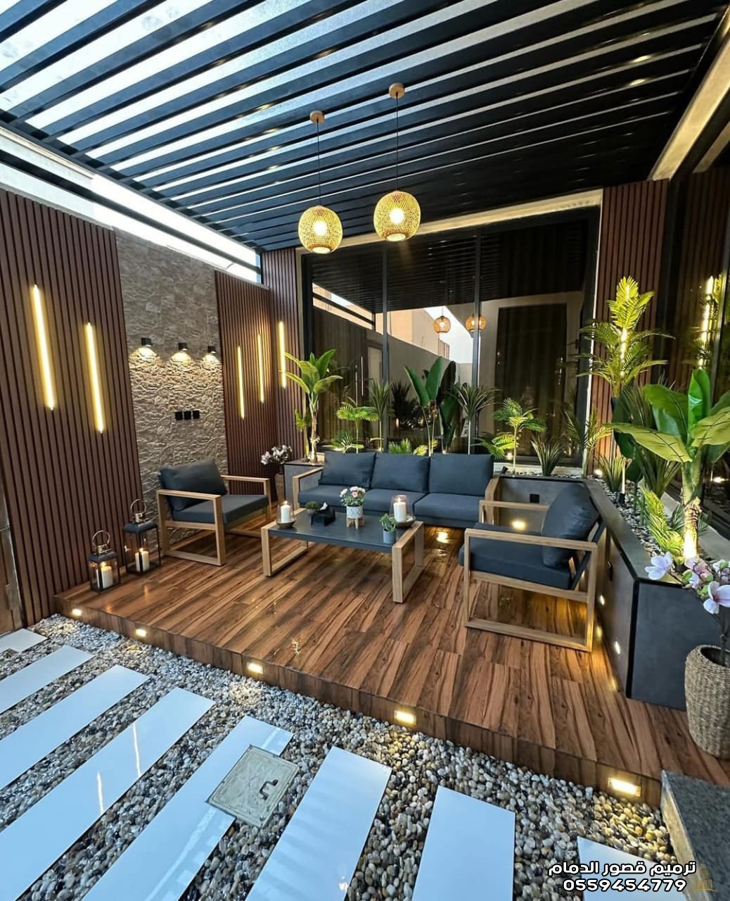 تصميم جلسات خارجيةفي القطيف|أحدث مظلات وسواتر حدائق 2027